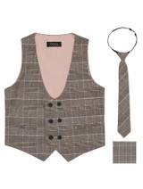 Brown checked waistcoat for boys
