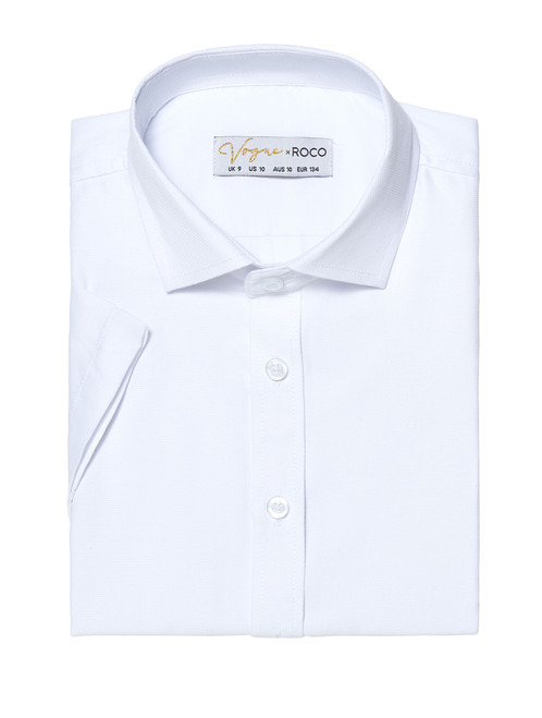 Boy white short sleeved shirt