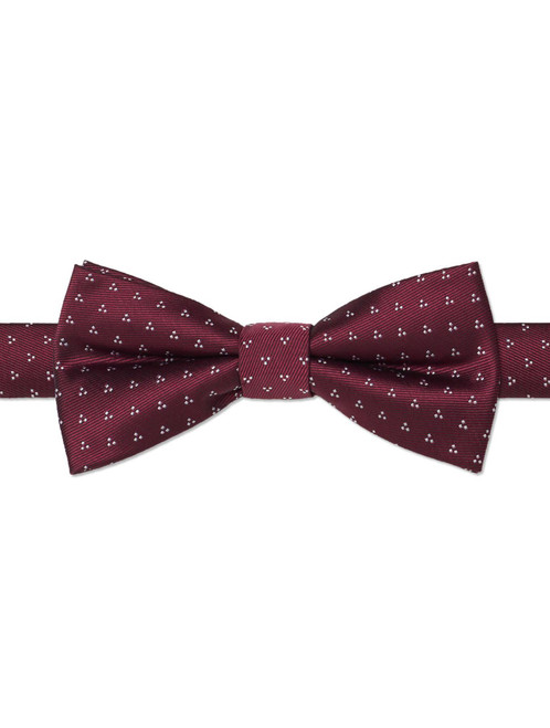 Boys burgundy trio dot banded bow tie
