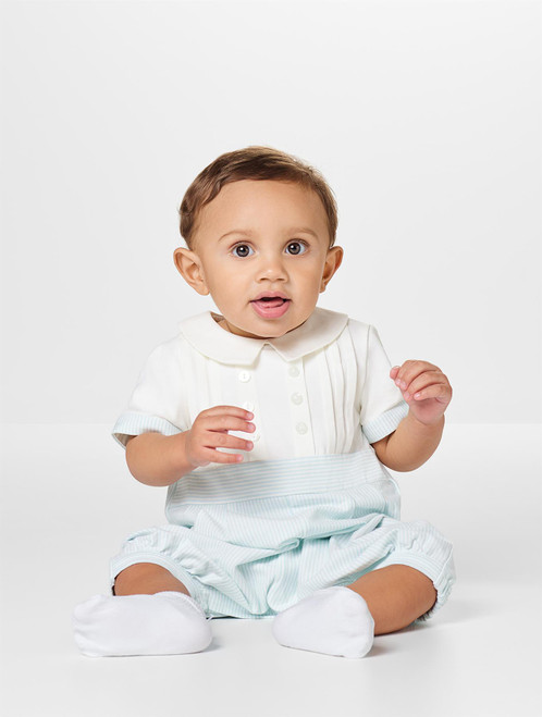 Boys nautical christening romper