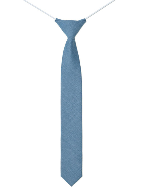 Boys skinny elasticated dusky blue tie