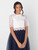 Junior bridesmaids white and navy dress