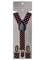 Boys polka dot braces burgundy