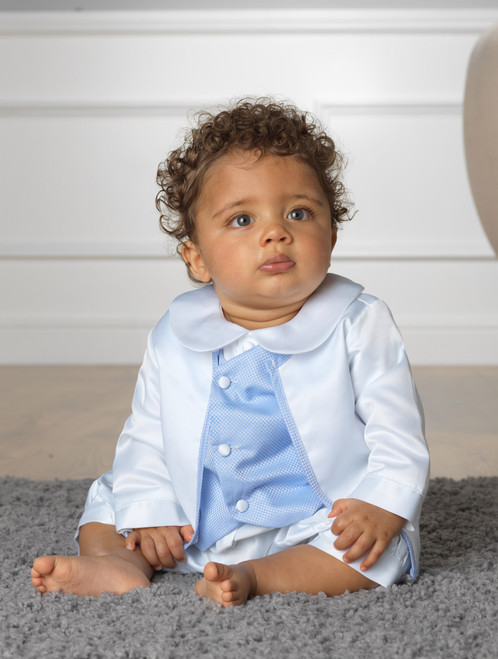 baby boys white & blue romper