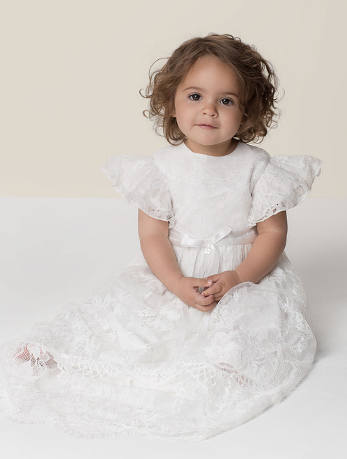 baby girls ivory christening gown