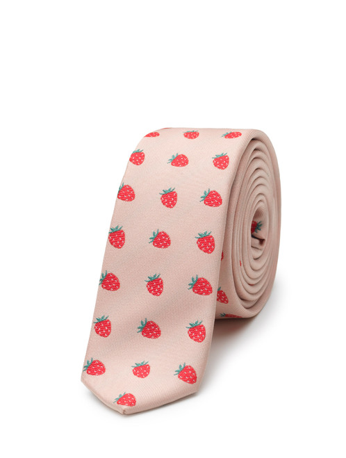 Boys Wimbledon strawberry print tie pink
