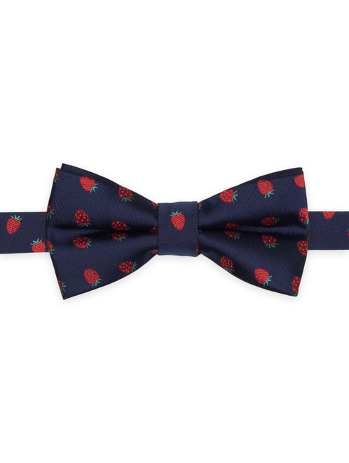 Boys Wimbledon navy strawberry print bow tie