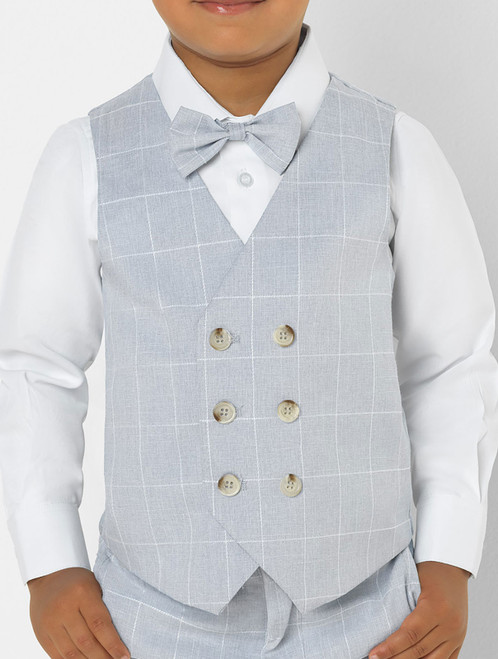 Boys light blue check waistcoat - Charlie