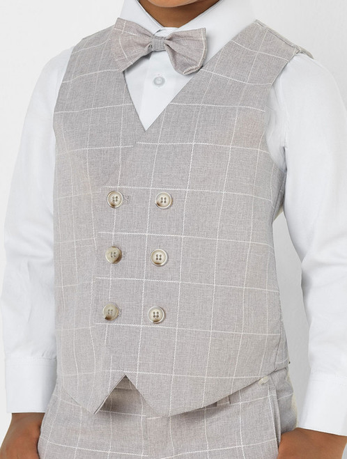 Boys light grey check waistcoat - Charlie