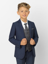 Boys Navy & Grey Suit by Paisley of London