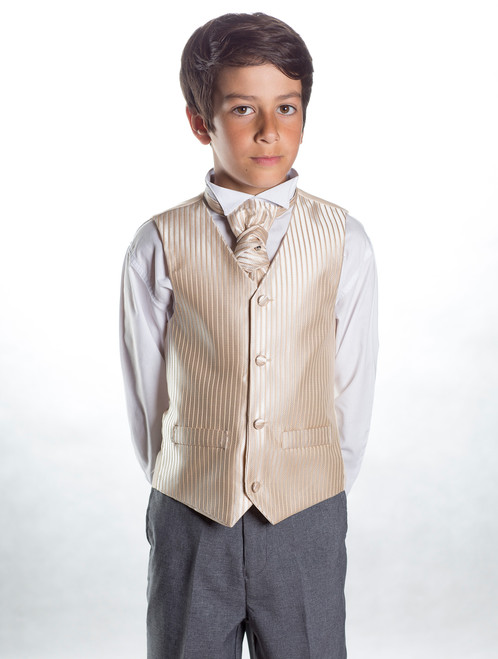 Boys gold striped waistcoat suit