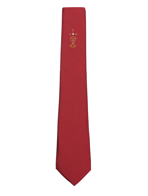 Boys red communion tie with chalice tie