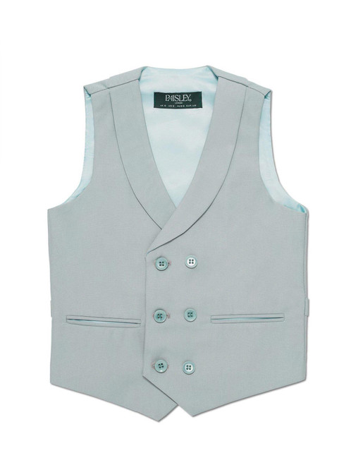 Boys dusty sage double breasted waistcoat