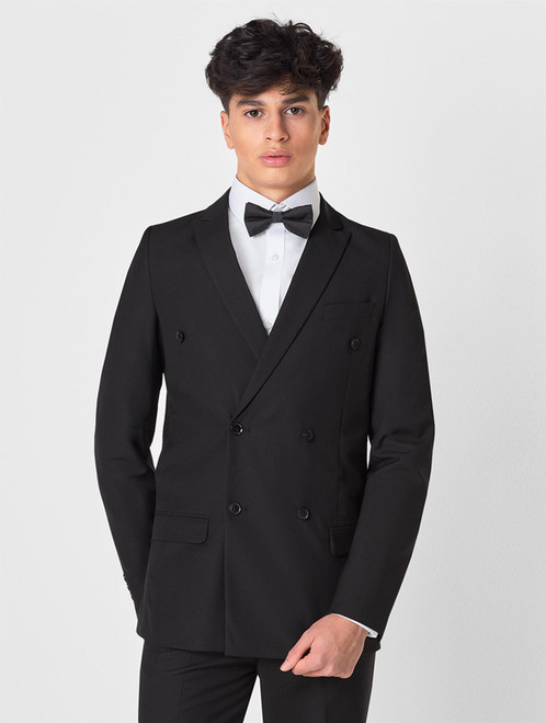 Boys black double-breasted suit