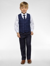 Boys check waistcoat and navy trouser set - Oliver