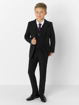Boys black modern fit communion suit by Roco