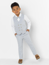 Double breasted light grey waistcoat suit