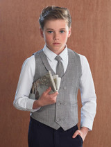 Boys grey check waistcoat - David