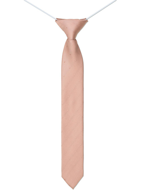 Boys rose gold self dot skinny elasticated tie