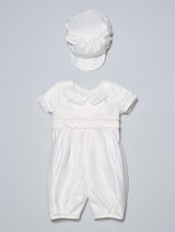 Christening romper in white - front