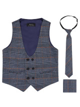 Boys blue check waistcoat