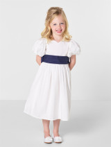 Ivory and navy flower girls dress
