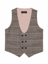 Boys brown checked waistcoat