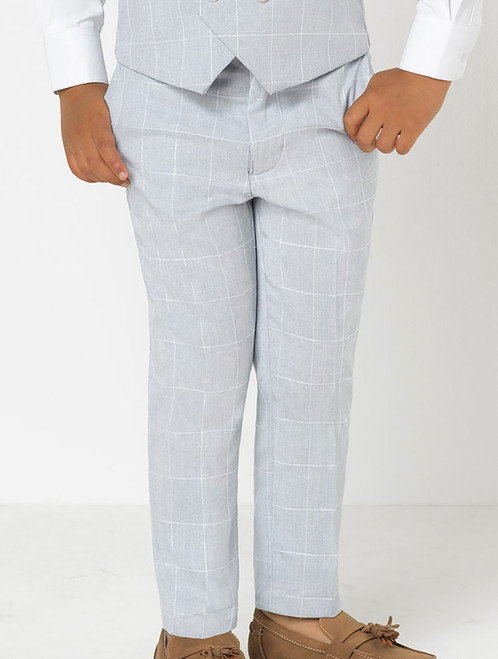 Boys light blue check trousers - Charlie