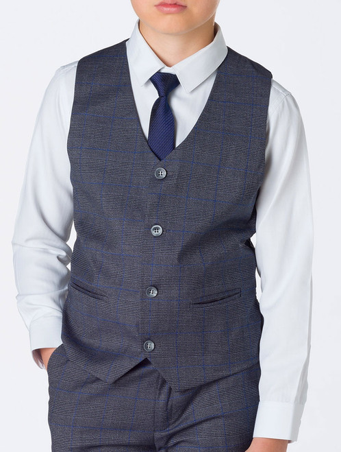 Boys grey check waistcoat - Henry
