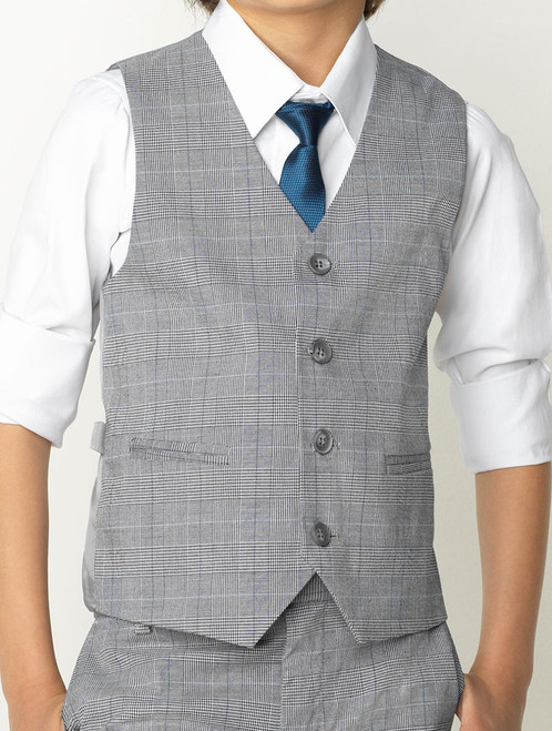 Boys grey POW check waistcoat - Henry