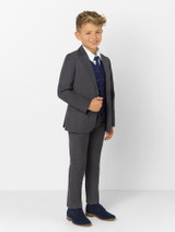 Boys Grey & Navy Checked Suit