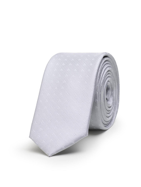 Boys silver trio dot skinny tie