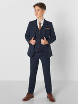 Boys navy tweed wedding suit