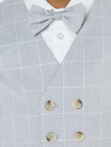 Checked light blue suit