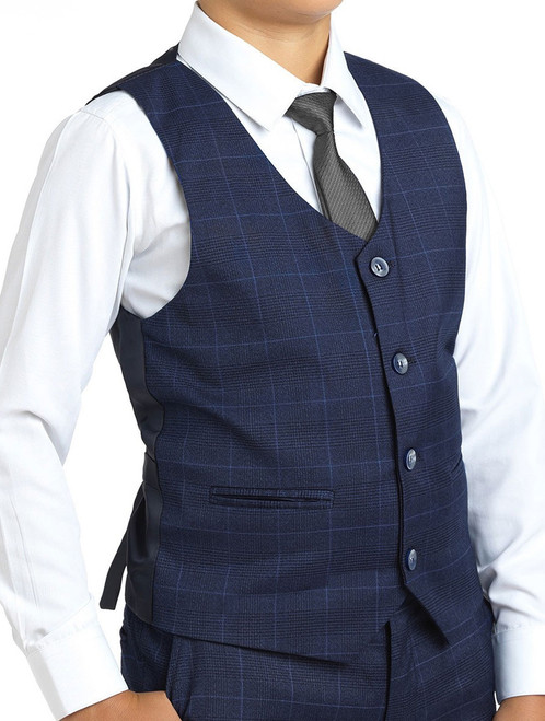 Boys navy check waistcoat - Henry