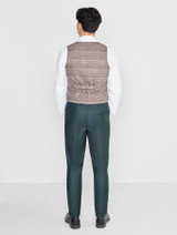 Green and brown checked brown prom suit
