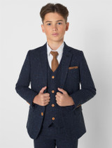 Boys navy tweed suit