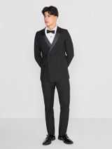 Double-breasted black prom suit
