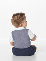 Boys navy cotton waistcoat suit