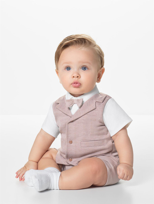 Boys beige cotton romper