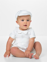 Boys white christening romper