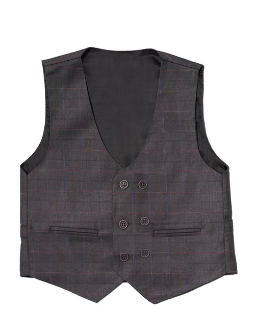 Boys grey checked wedding waistcoat