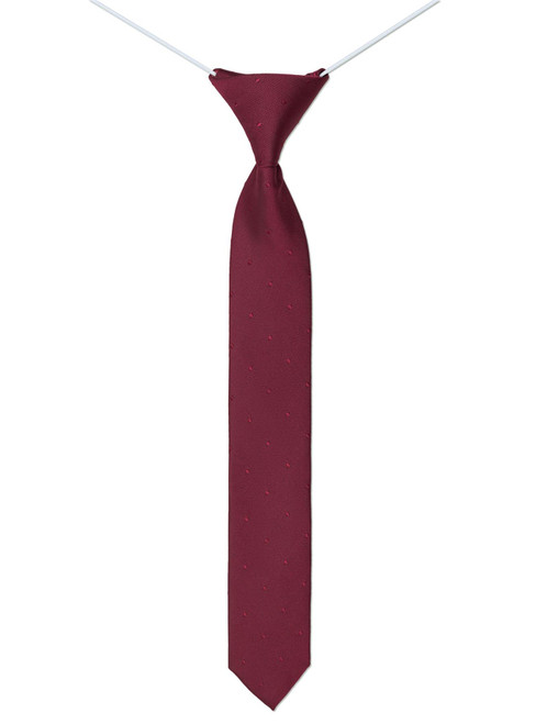 Boys burgundy self dot elasticated skinny tie