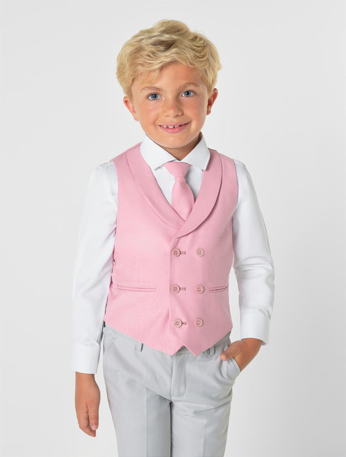 Boys pink and stone waistcoat suit