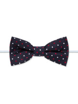 Boys navy elasticated bow tie with England polka dot
