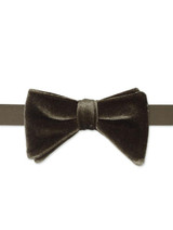 Boys banded khaki velour bow tie