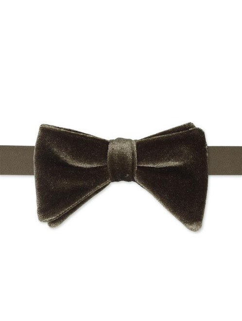 Boys banded khaki velour bow tie