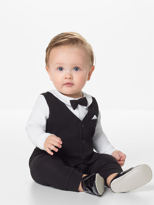Baby boys tuxedo romper