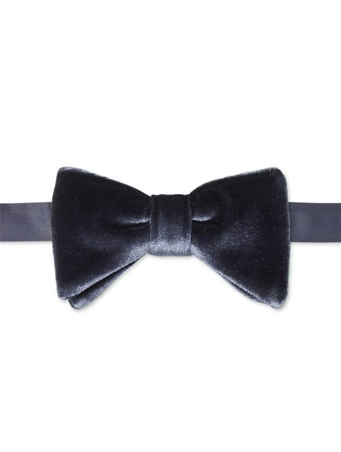 Boys grey velour banded boy tie