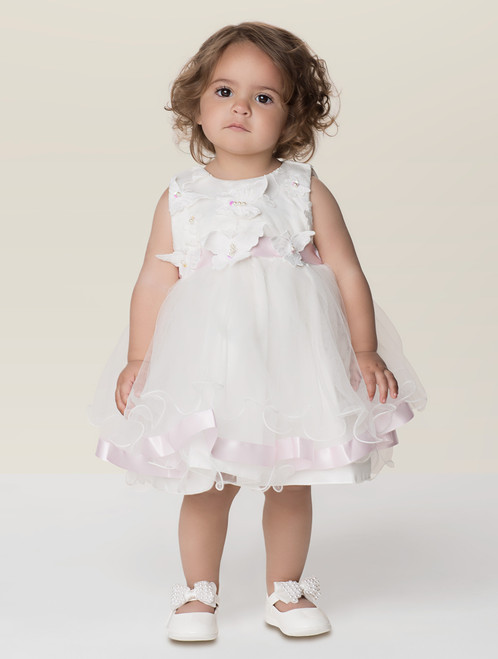 Baby girls ivory & pink dress - Jasmine